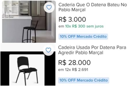 Sites vendem "cadeira" que Datena usou para bater em Pablo Marçal