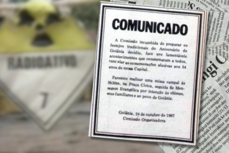 Comunicado sobre aniversário de Goiânia em 1987 (Foto: montagem, com perfil @goiastemhistoria)