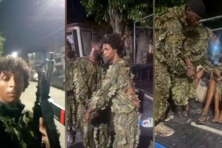Suspeitos tentaram invadir a comunidade do Catiri Homens samambaias: polícia prende traficantes camuflados na Zona Oeste do Rio