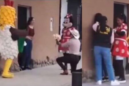 Delegada se veste de Minnie e prende foragida no Peru; vídeo Até um homem vestido de frango gigante participou da operação