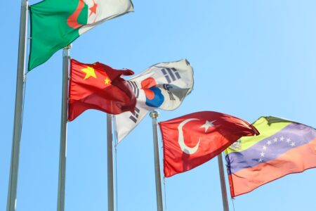 Bandeira da Venezuela entre a de outros países (Foto: Pixabay)