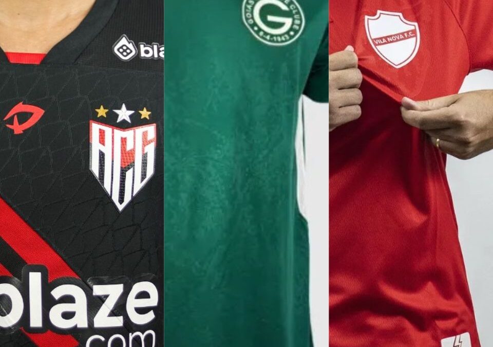 Camisas oficiais de Atlético Goianiense, Goiás e Vila Nova