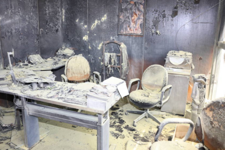 Sala do STF ficou destruída após incêndio Foto (Reprodução/CBDF)