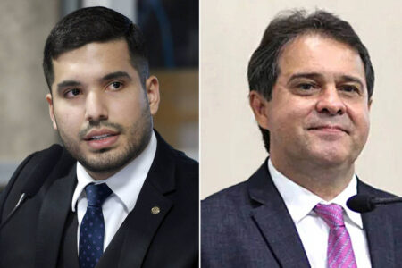 O deputado federal André Fernandes (PL), à esquerda, e o deputado estadual Evandro Leitão (PT) (Foto: divulgação)