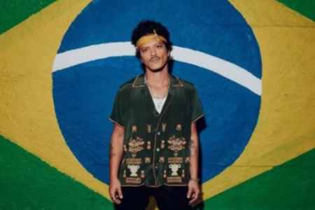 Bruno Mars, em uma de suas visitas ao Brasil (Foto: Reprodução)