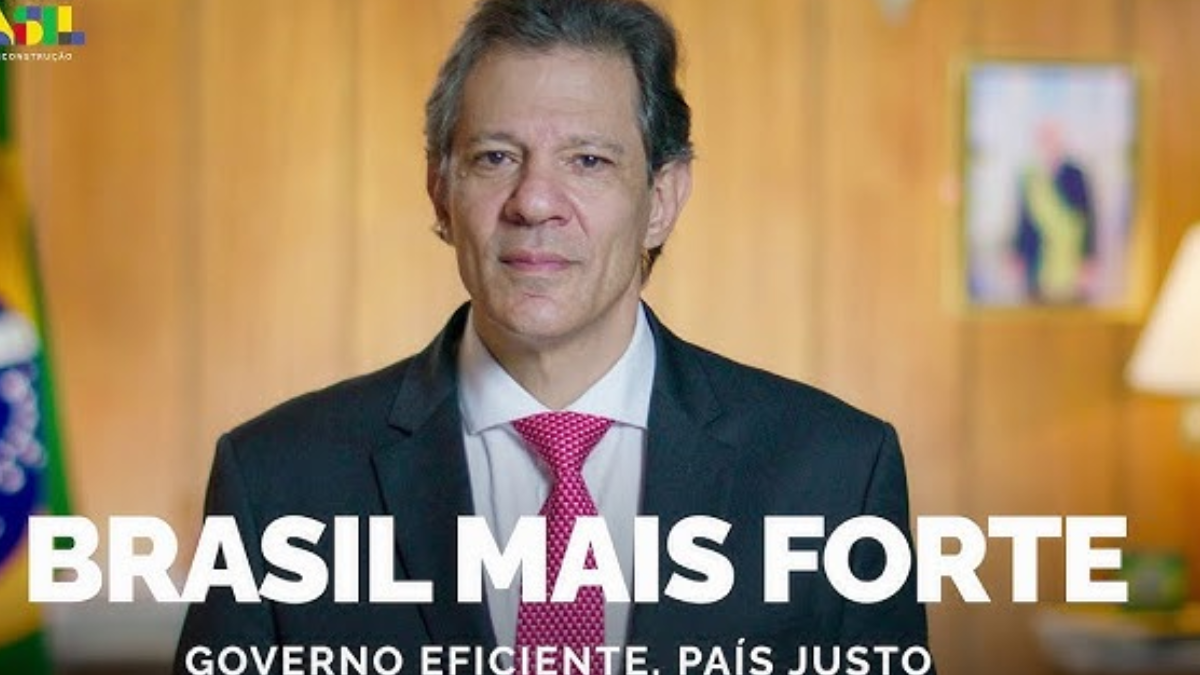 Ministro da Fazenda, Fernando Haddad, durante pronunciamento (Foto: Reprodução)