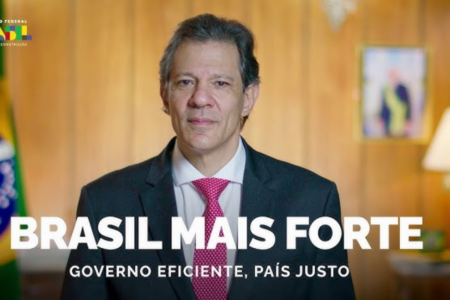 Ministro da Fazenda, Fernando Haddad, durante pronunciamento (Foto: Reprodução)