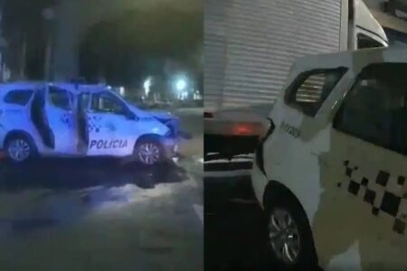 PM propõe 'racha' com outro policial e bate viatura em dois carros em SP; vídeo Caso aconteceu em São Paulo; policiais foram afastados