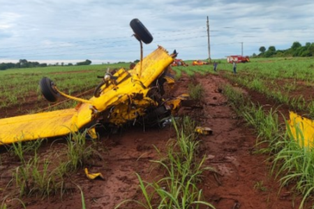 Destroços de avião que caiu em Quirinópolis (Foto: Bombeiros)