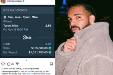 Rapper Drake perdeu R$ 2 milhões após apostar em Tyson (Foto: Reprodução)