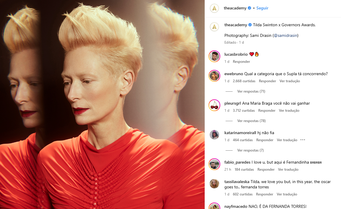 Tilda Swinton - Instagram Oscar