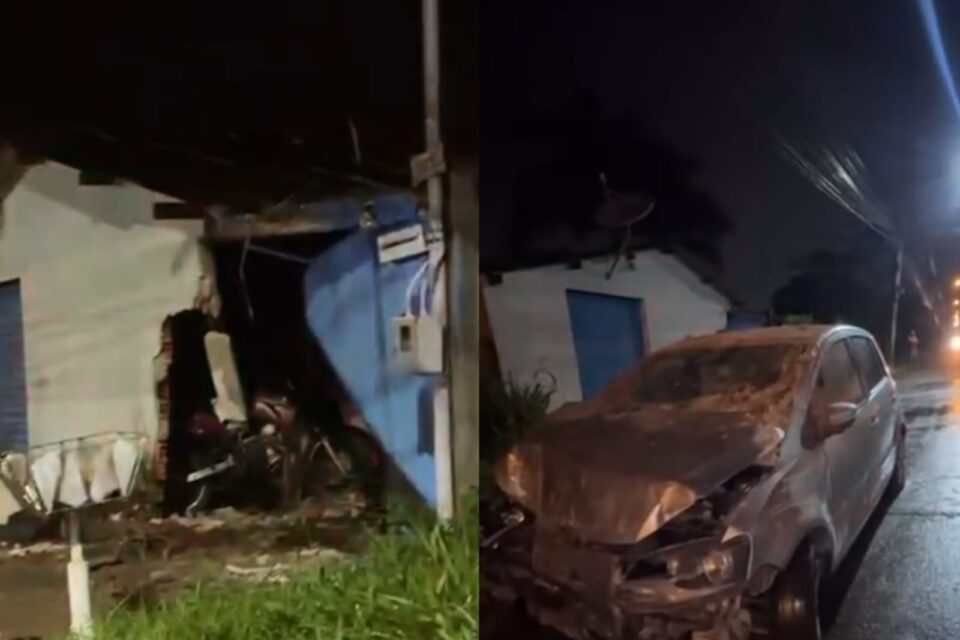 Carro invadiu casa no setor Recanto do Bosque, em Goiânia, Goiás