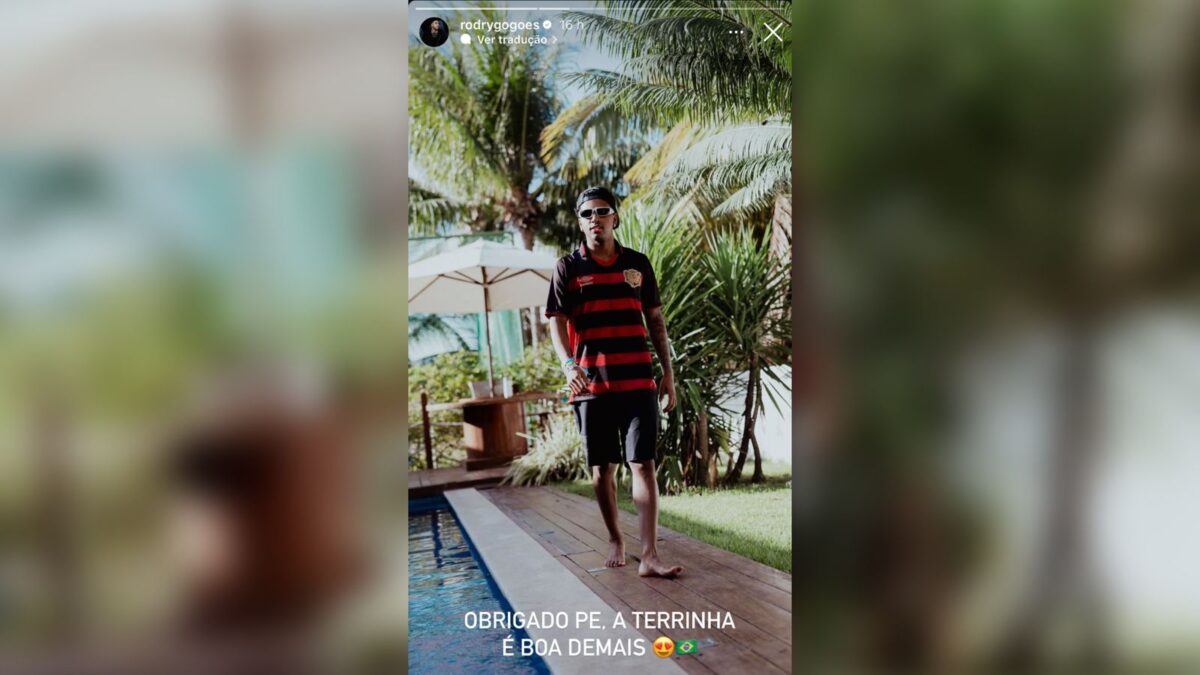 Rodrygo com a camisa do Sport. Foto: Reprodução/Instagram