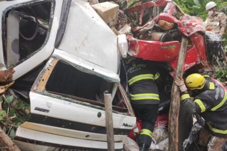 Acidente entre carro e caminhão de agrotóxico deixa dois mortos e rio em risco de contaminação