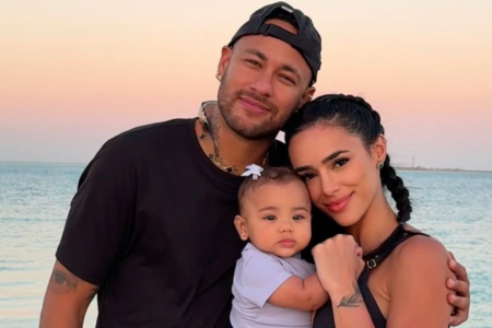 Neymar, a influenciadora Bruna Biancardi e a filha Mavie (Foto: Reprodução/Redes Sociais)