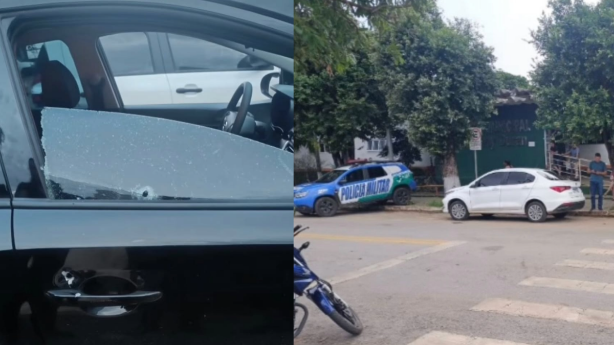 Imagens do carro atingido por disparos