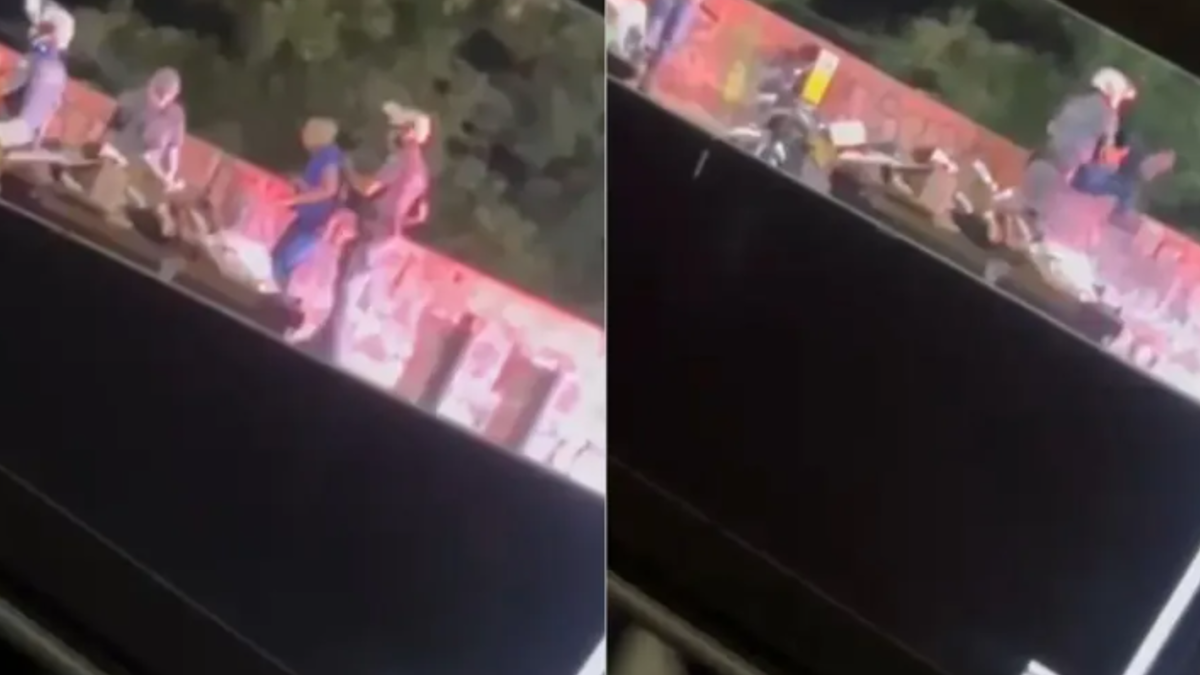 Câmeras flagraram policial jogando homem de cima de ponte na zona sul de SP (Foto: Reprodução)