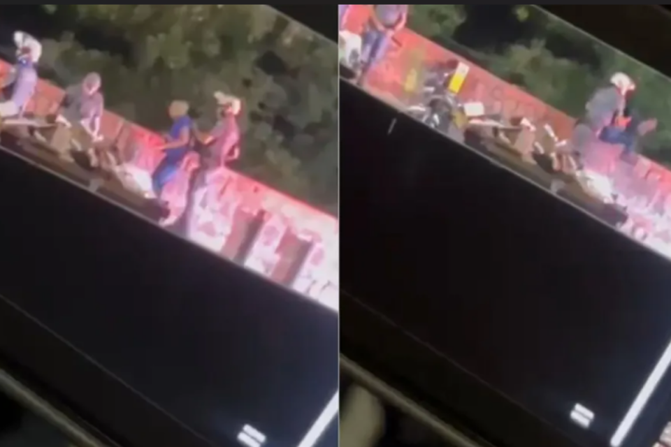 Câmeras flagraram policial jogando homem de cima de ponte na zona sul de SP (Foto: Reprodução)