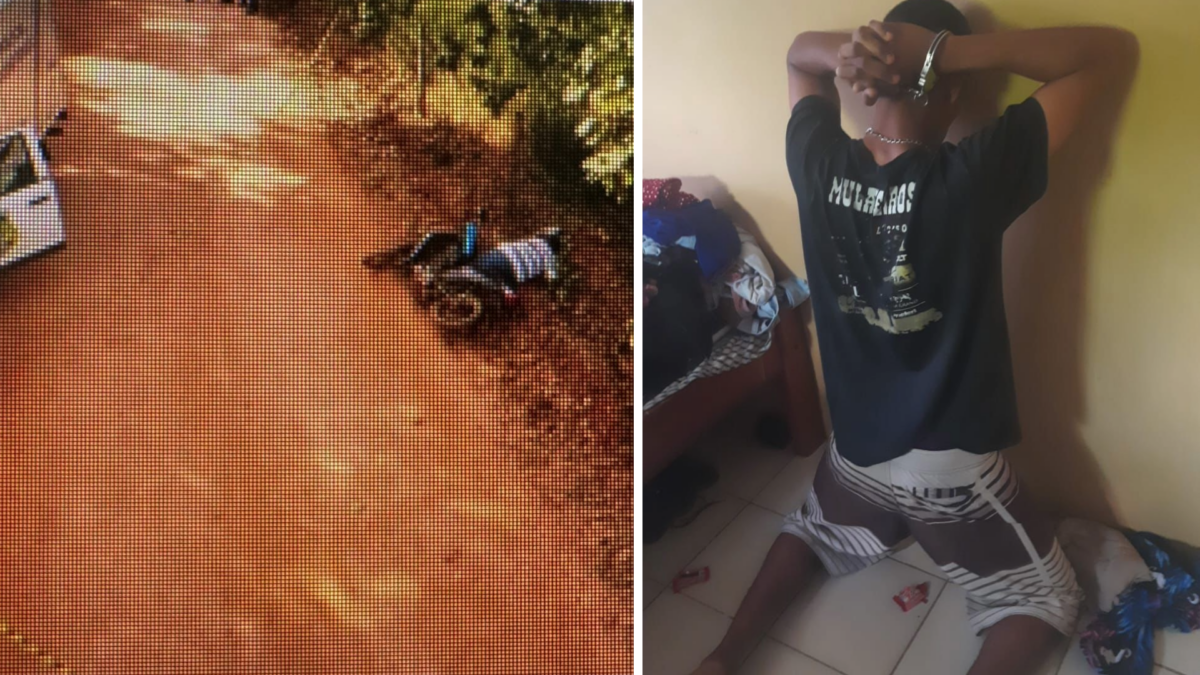 Imagens da vítima e do suspeito preso