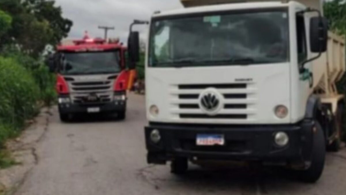 Local em que homem foi esmagado por caminhão (Foto: Reprodução)