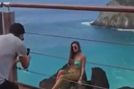 Turista que invadiu área proibida em Fernando de Noronha para tirar fotos é multada Mulher foi filmada num precipício no Mirante Dois Irmãos