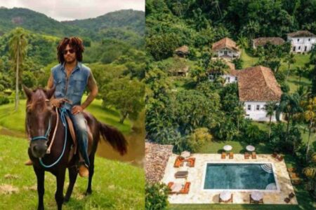 Conheça a fazenda de Lenny Kravitz no Brasil; diária chega a R$ 25 mil Propriedade no Rio de Janeiro tem piscina, jacuzzi