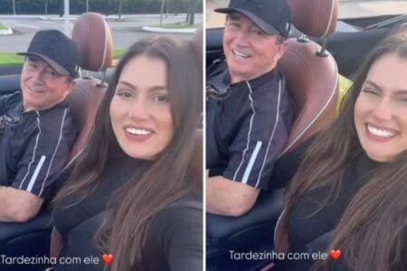 Namorada de Amado Batista mostra passeio em carro conversível com o cantor Sertanejo vive um relacionamento com Calita Franciele