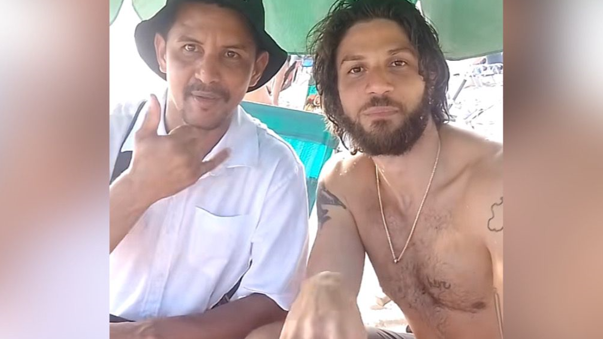 Trabalhador encontrou Chay Suede na praia (Foto: Reprodução)