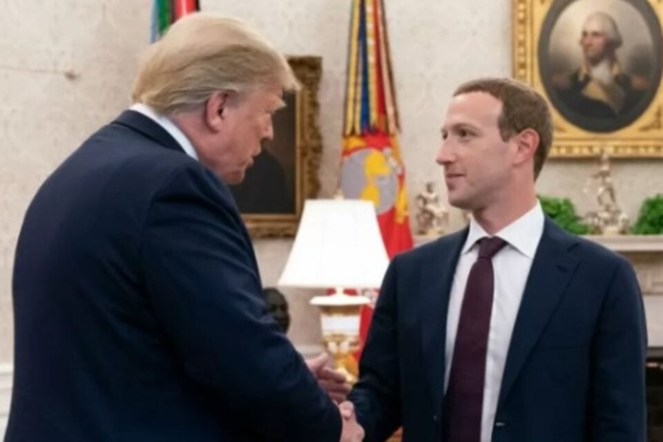 Mark Zuckerberg, criador da Meta, em encontro com Trump (Foto: Reprodução)