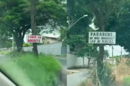 Secretaria Municipal de Mobilidade se pronunciou 'Parabéns, você não morreu': pintor goiano faz placas para alertar motoristas vídeo