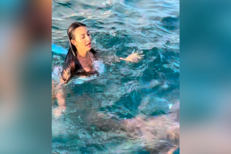 Emilly Vasconcelos se assustou com aproximação de tubarão em Fernando de Noronha (Foto: Instagram)