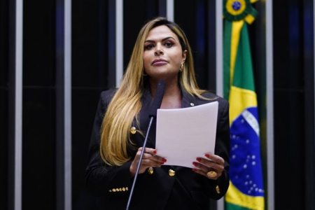 Silvye Alves na tribuna da Câmara dos Deputados (Foto: Divulgação)