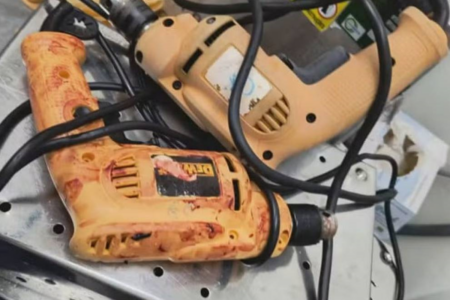 Furadeira usada em cirurgias de hospital de São Paulo (Foto: Reprodução/TV Globo)