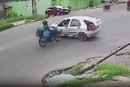 Motociclista “voa” por cima de carro e cai de pé no Maranhão; vídeo Cena surpreendeu os internautas; assista