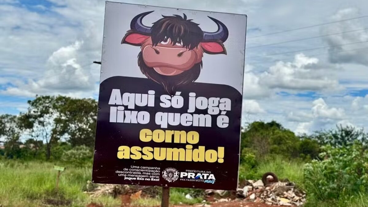 “Corno assumido”: cidade mineira usa humor para evitar lixo na rua Caso aconteceu em Prata, no Triângulo Mineiro; assista ao vídeo
