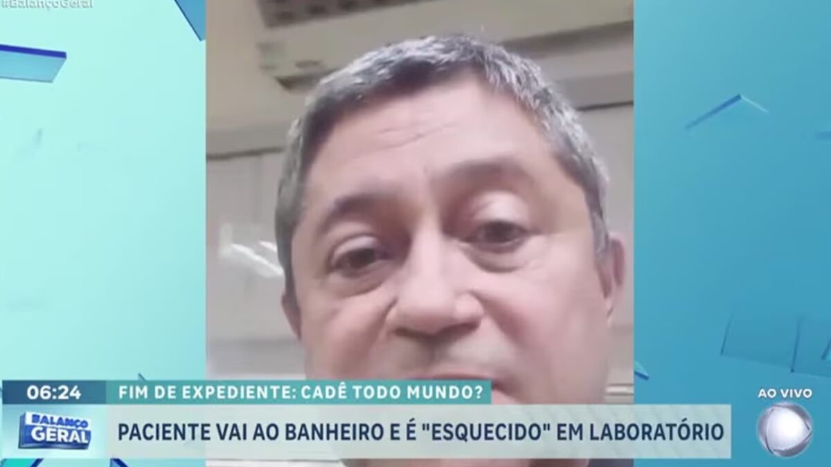 Paciente vai ao banheiro após exame e fica preso em laboratório; assista ao vídeo Caso aconteceu em Belo Horizonte