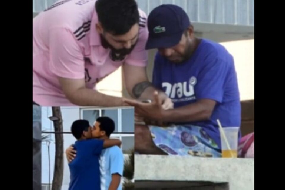 Pegadinha usa inteligência artificial e confunde coroas no Recife; vídeo Homens aparecem "abraçando" desconhecidos