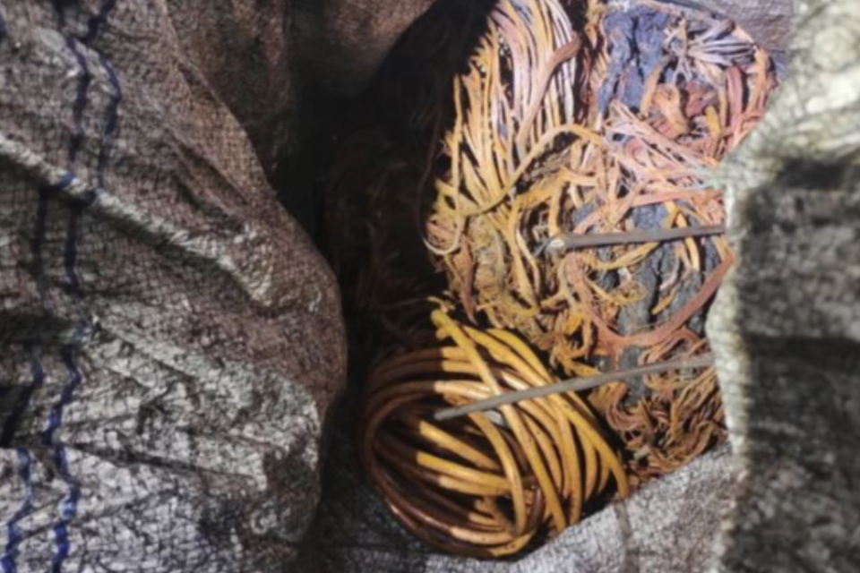 Imagem colorida mostra diversos fios de cobre que foram furtados na cidade de Rio Verde.