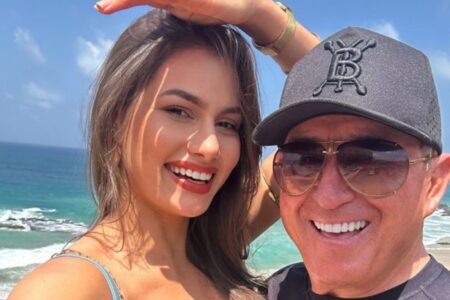 Amado Batista marca casamento com miss 50 anos mais jovem União do sertanejo de 73 anos com Calita Franciele, de 23