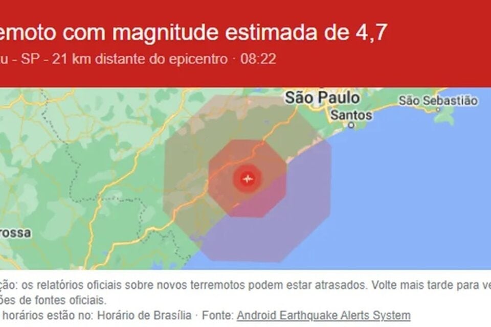 Defesa Civil se pronuncia após alerta de terremoto em São Paulo e Rio de Janeiro Alerta foi disparado as 2h da manhã desta sexta-feira (14)