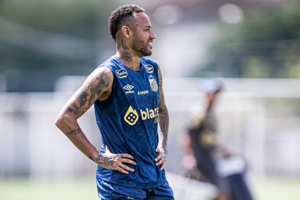 Neymar em treinamento pelo Santos