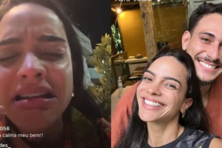 Jogadora de vôlei descobre traição e faz live chorando; assista ao vídeo Natinha viajou até o local de trabalho do companheiro