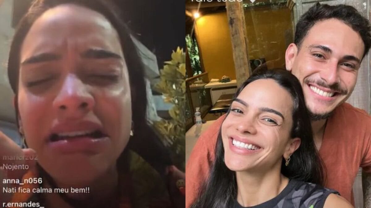 Jogadora de vôlei descobre traição e faz live chorando; assista ao vídeo Natinha viajou até o local de trabalho do companheiro