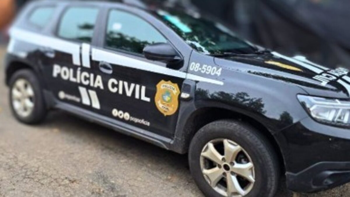 A imagem mostra um carro da Polícia Civil de Goiás
