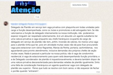 Delegado bate boca com agente sobre vaga na garagem: 'Subalterno'