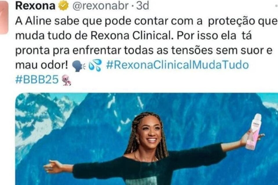 BBB 25: Rexona reconhece racismo e pede desculpas a Aline Marca apagou publicação que mostrava participante com desodorante na mão