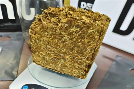 Polícia apreendeu mais de meio quilo de "supermaconha" com o suspeito (Foto: Divulgação PCGO)