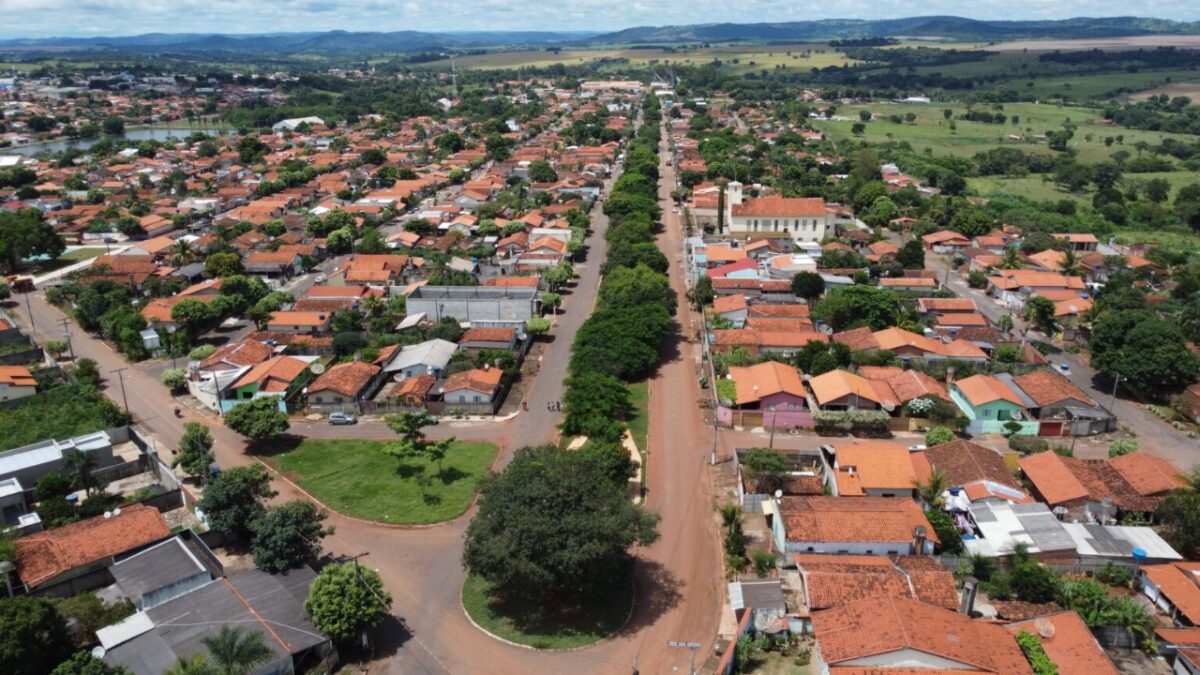 A imagem mostra uma foto da vista aérea de Pontalina
