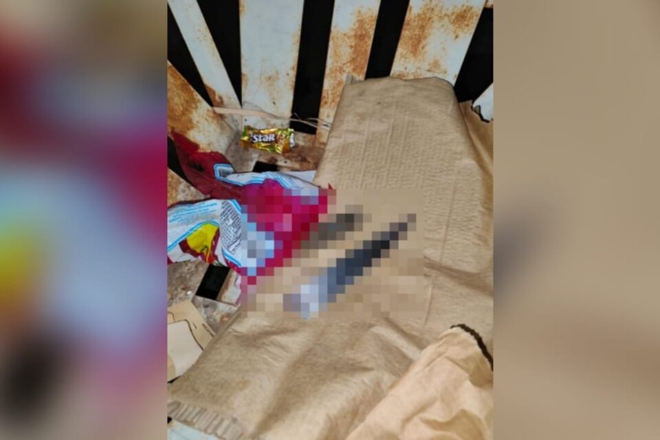 Imagem da faca encontrada na lixeira da vizinha