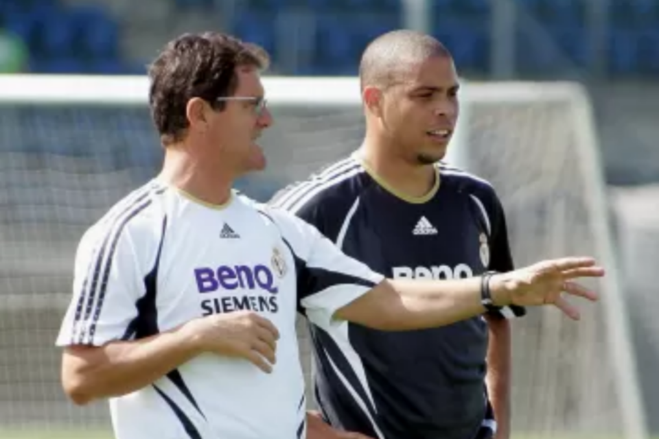 Ronaldo e Capello durante atividade no Real Madrid